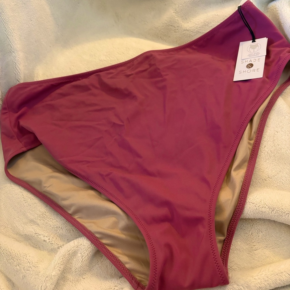 🥳 Shade & Shore High-Waisted Bikini Bottom - Mauve NWT